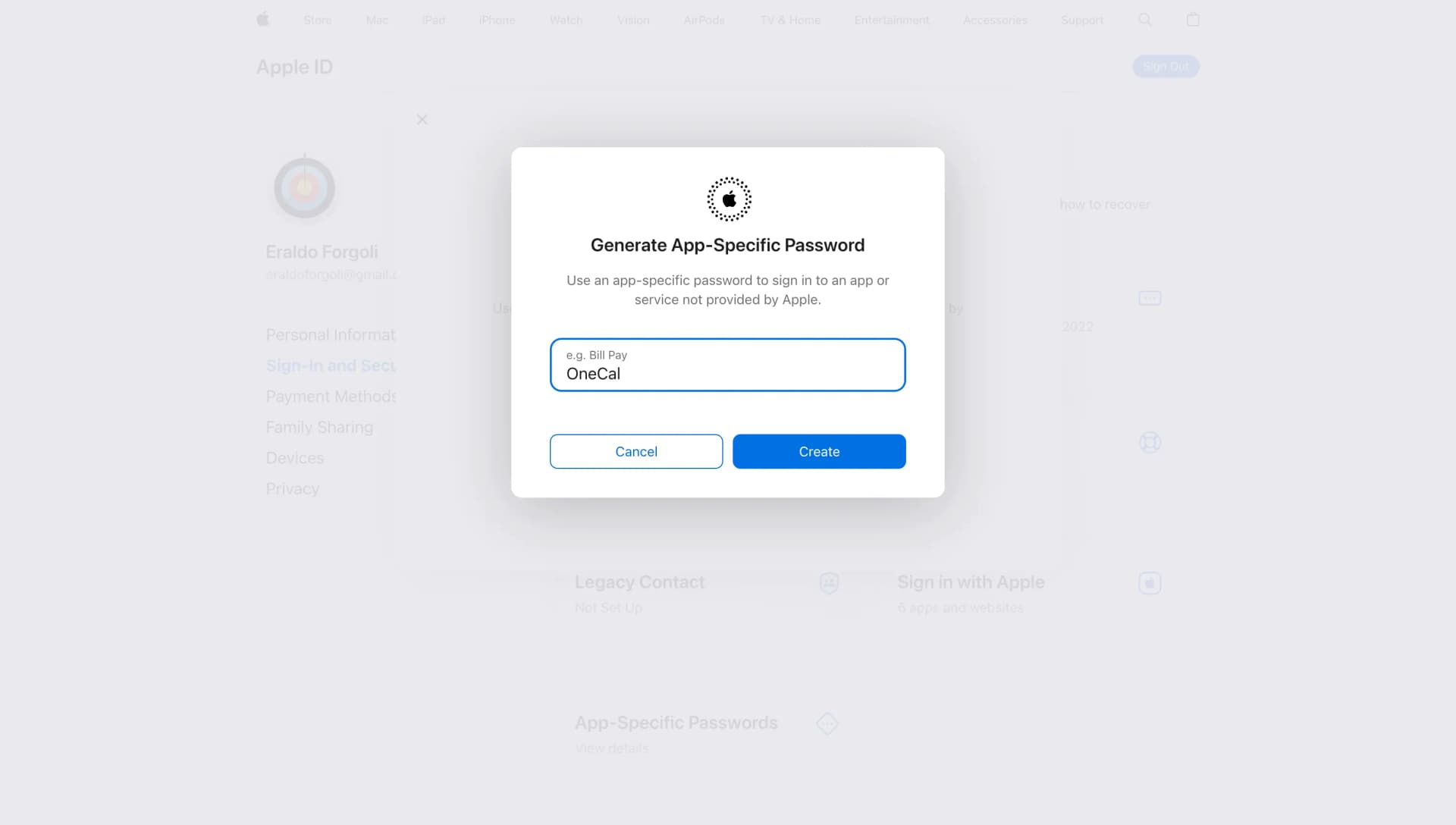 Apple ID - Give the App-Specific Password an identifier