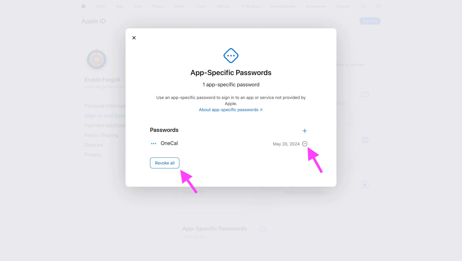 Apple ID - Manage App-Specific Passwords 