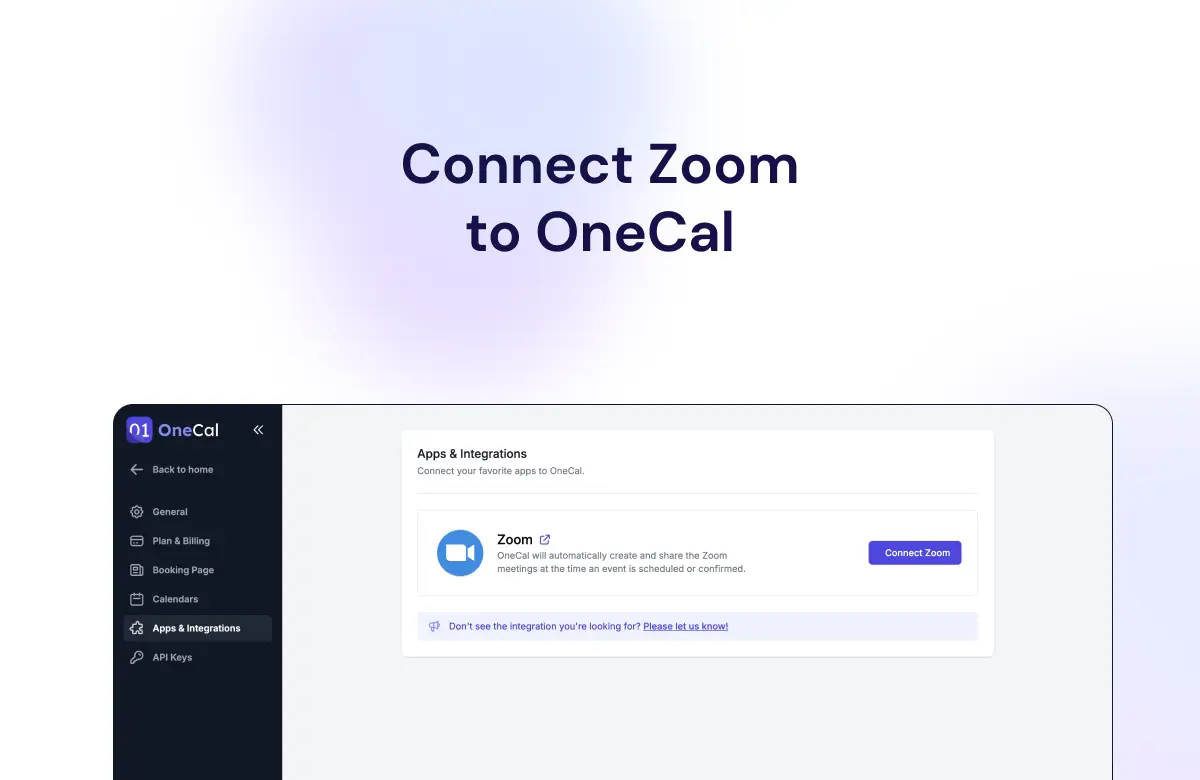 Connect Zoom to OneCal.