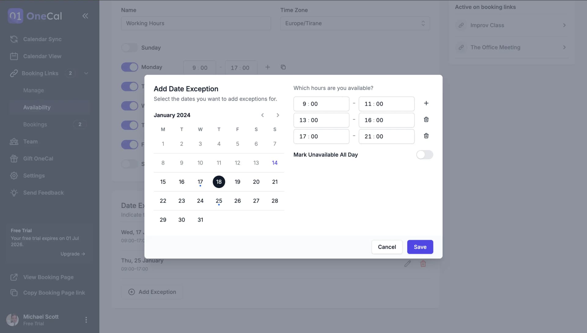 Date Exceptions Illustration