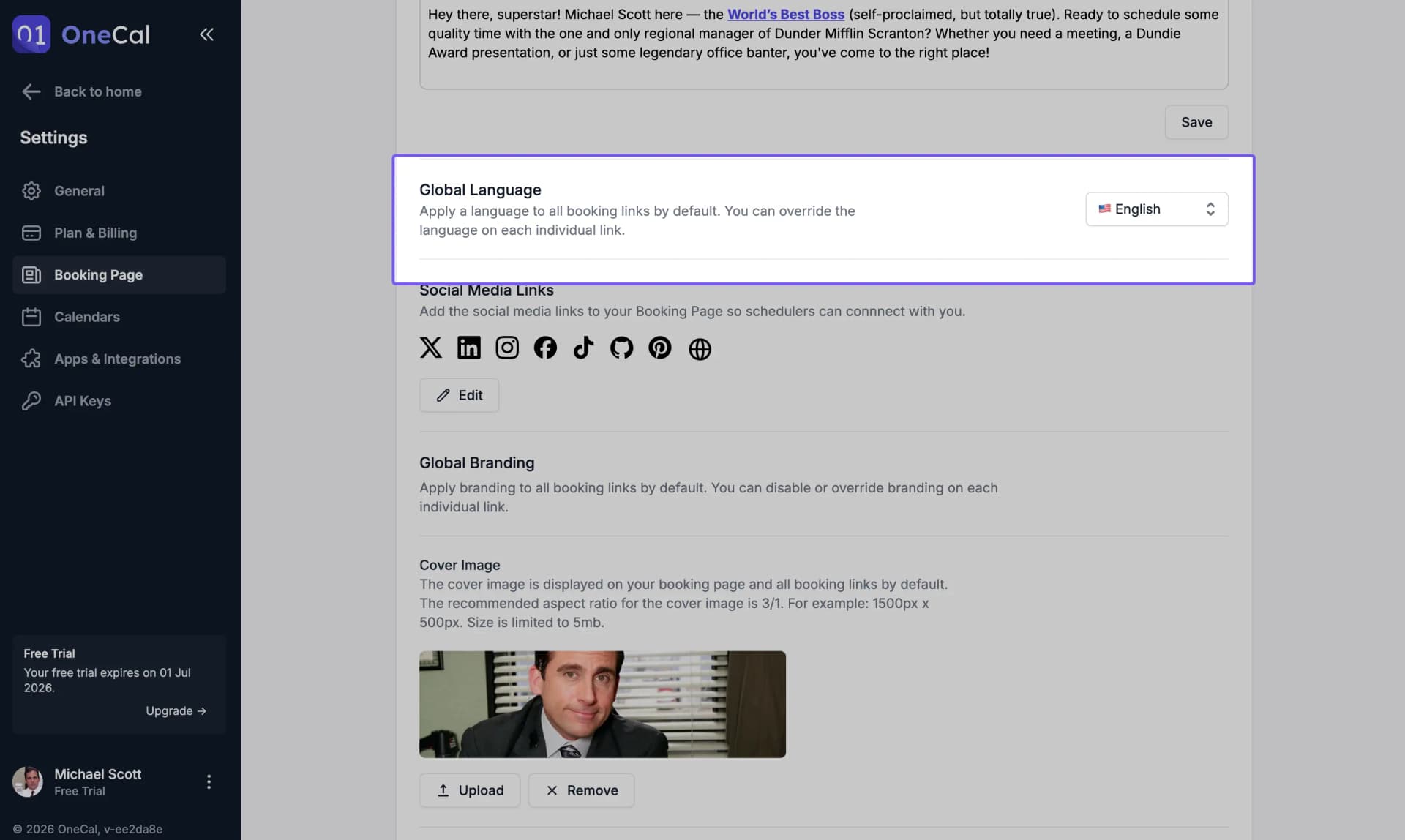 Interfaccia Preferenza Lingua Globale