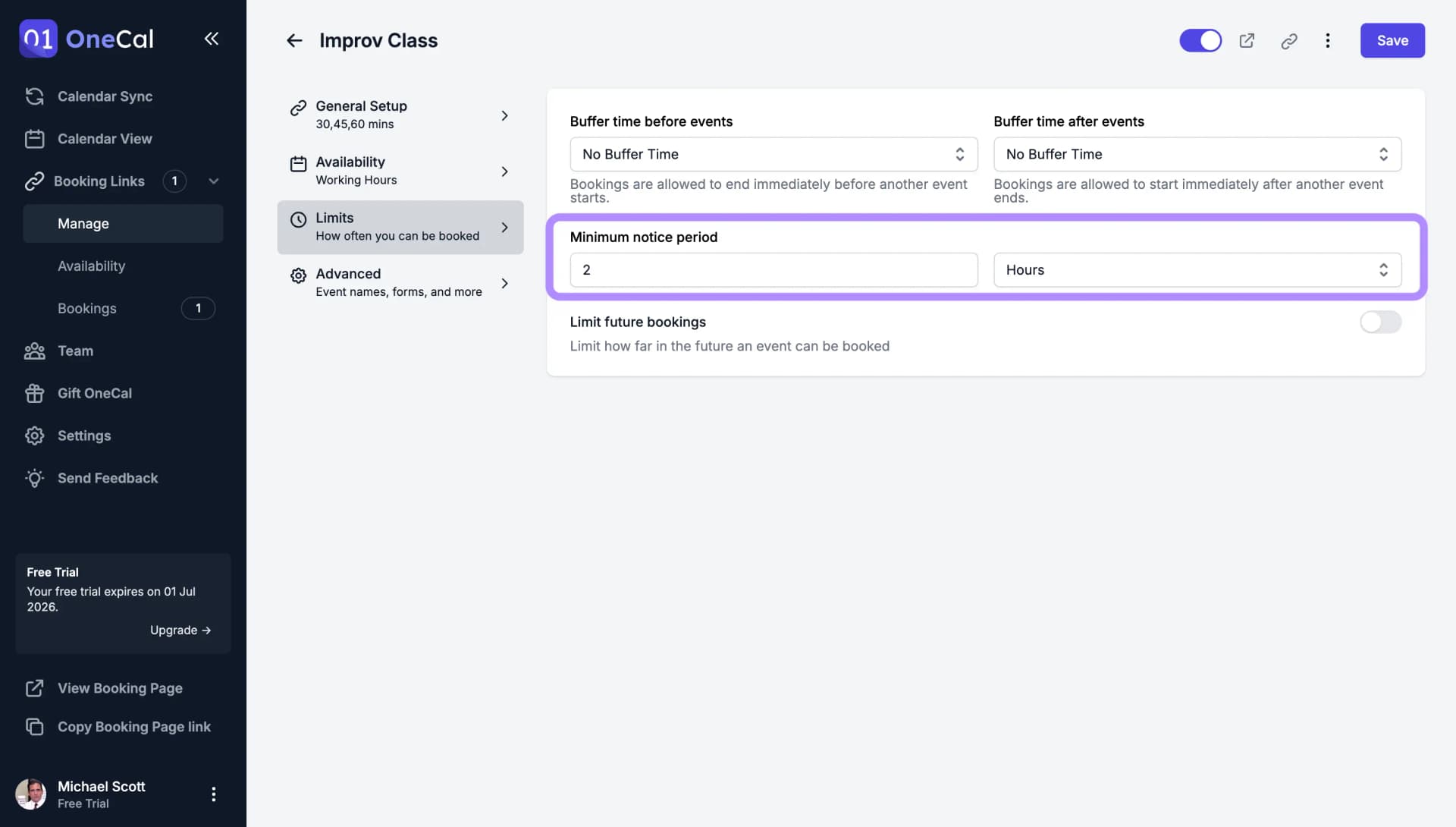 Minimum Notice Period UI