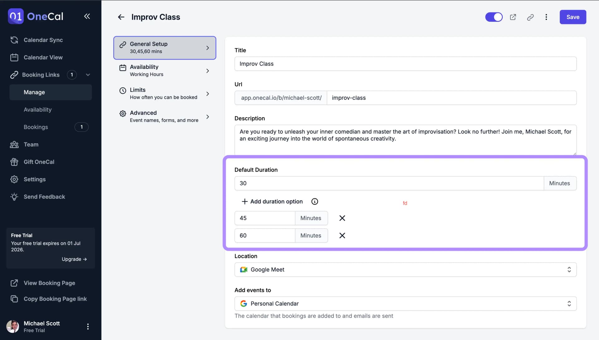 Select multiple durations UI