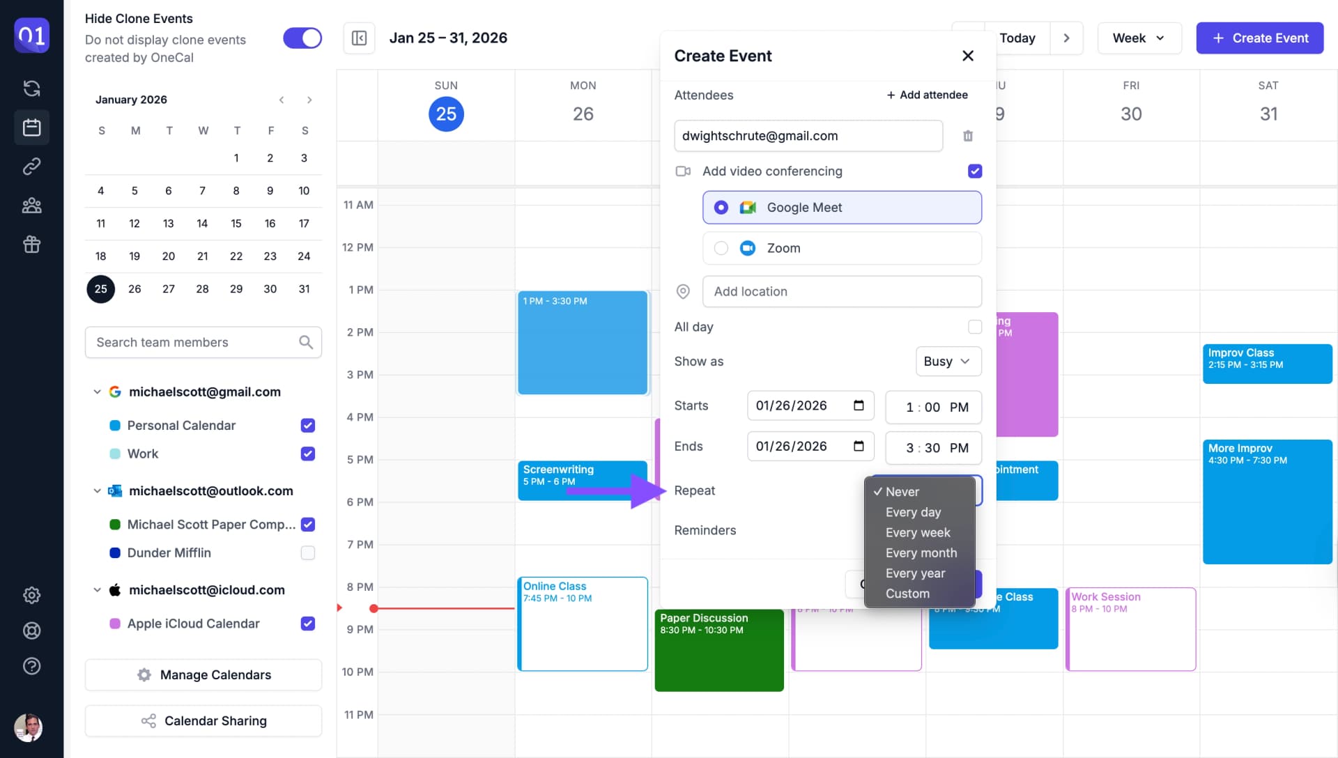 일정을 반복으로 설정