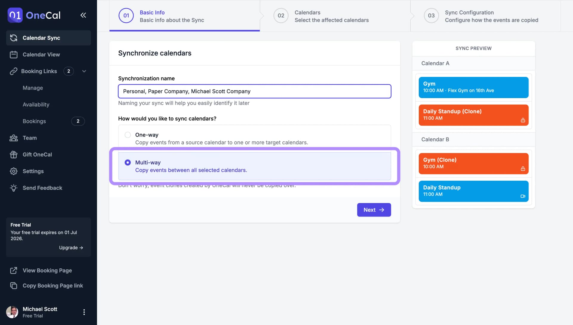 Choose Calendar Sync Direction