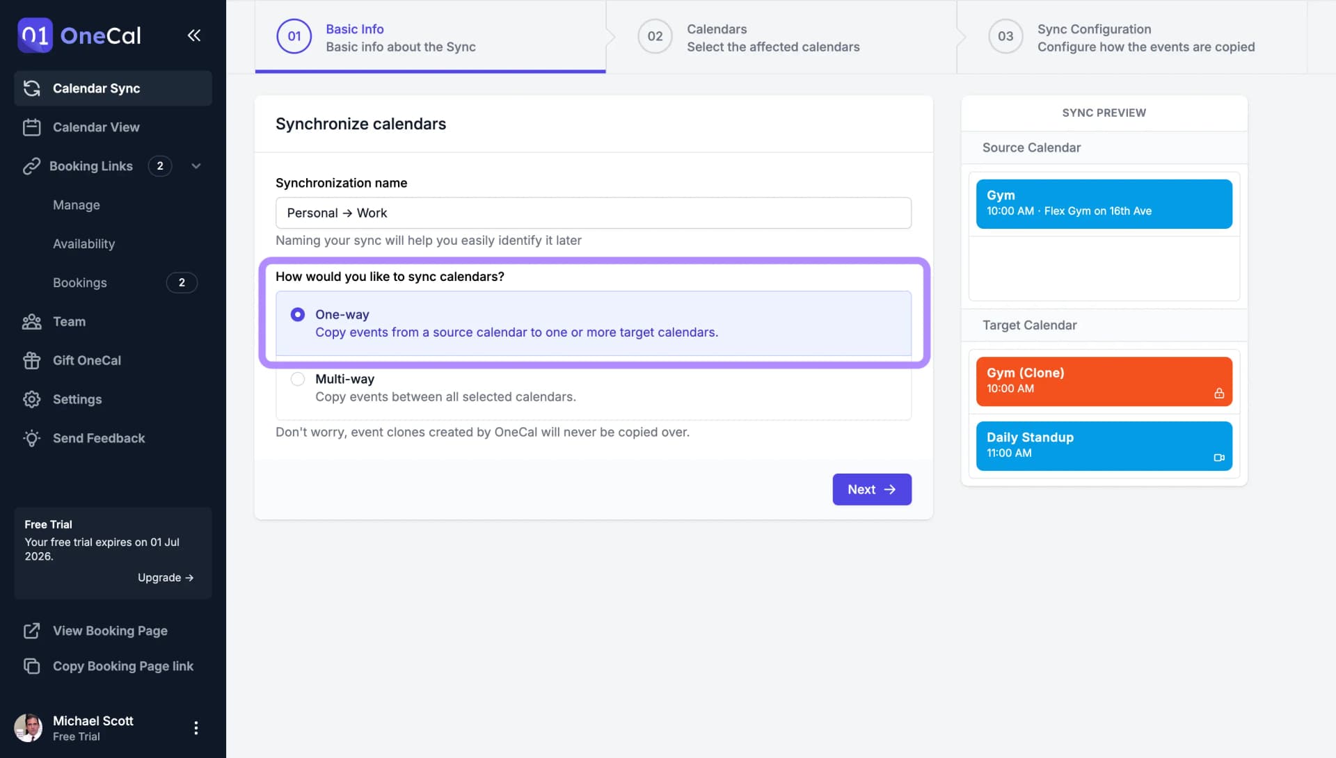 Choose Calendar Sync Direction